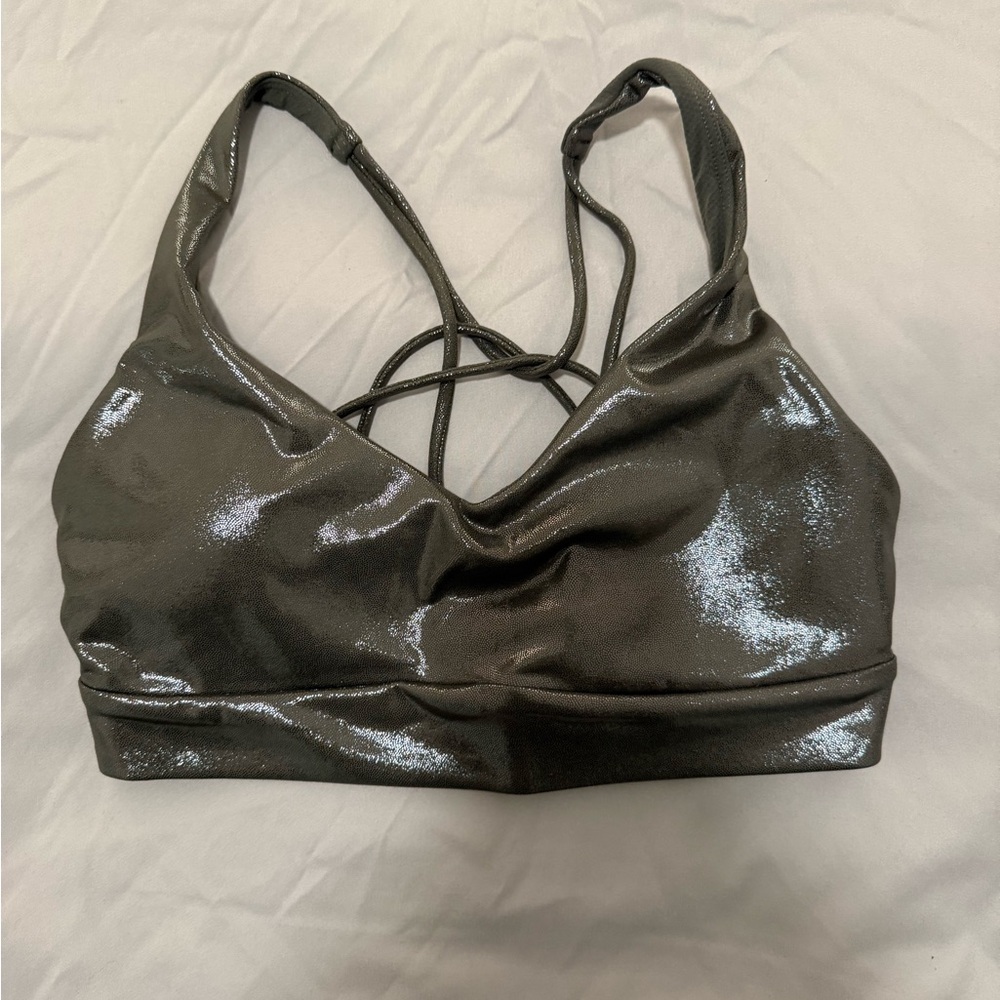 Athleta Metallic Gray Sports Bra